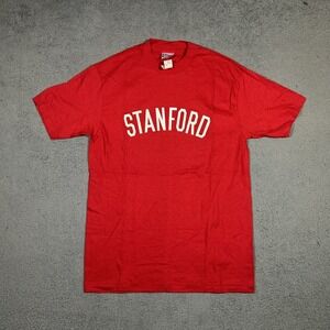 Vintage 80's Hanes Stanford T Shirt Mens Large Red Short Sleeve Dead Stock #2227